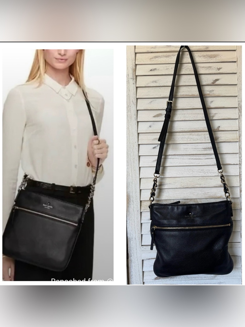Kate Spade Shoulder Jackson Street Melisse Black Leather Crossbody Bag Purse